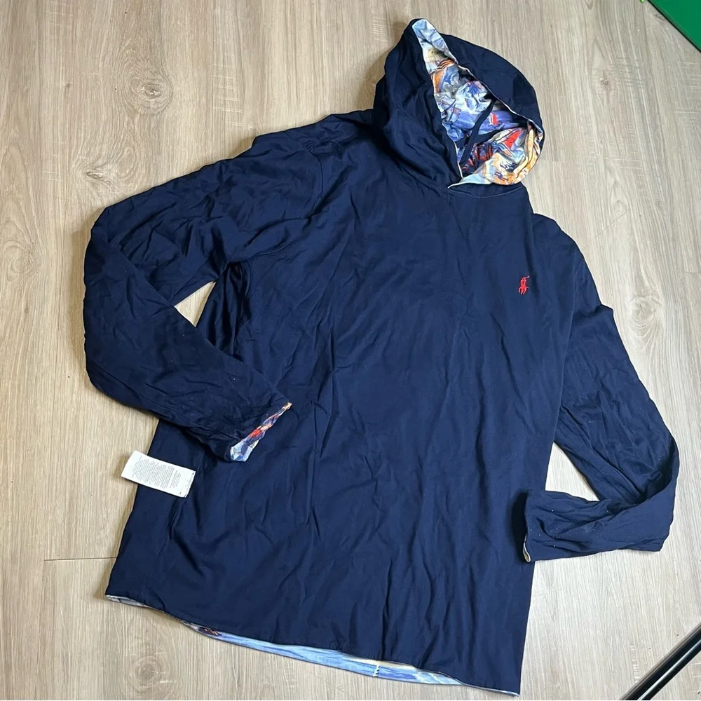 Men’s Polo Ralph Lauren Reversible Tropical Hawaii Print Hooded Pullover‎ Medium